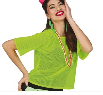 Zelené siťované retro tričko - neon - 80.léta - disco