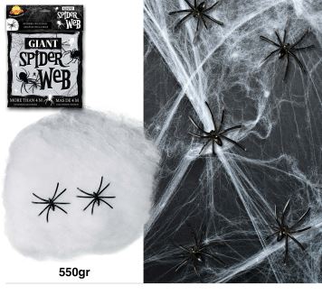 Pavučina bílá 550g + 4 pavouci - Halloween
