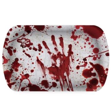 Plastový tác s krvavými otisky -  Krev - Halloween - 29 x 15 x 3 cm