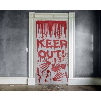Dekorace na dveře - krvavé stopy - Keep out - Halloween 76 x 152 cm