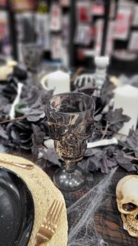 Černý pohár s lebkou - 18 cm - 200 ml - Halloween