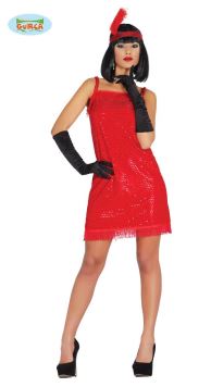 Dámský kostým - šaty Charleston červené - vel. L (42-44)
