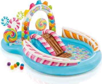 Nafukovací dětský bazén - brouzdaliště se skluzavkou - Candy Zone - 295 x 191 x 130 cm
