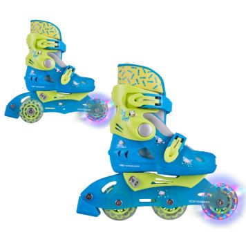 Dětské kolečkové brusle 2v1 WORKER TriGo Skate LED se sv. kolečky Barva modrá, Velikost XS (26-29)
