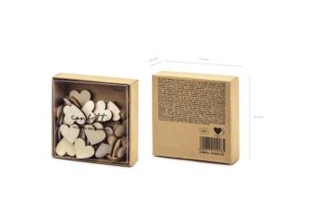 Konfety na stůl dřevěné srdíčka - Svatba/ Valentýn - 50 ks