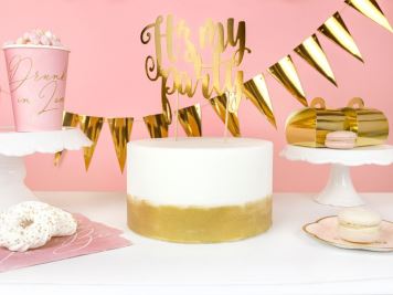 Dekorace - zápich na dort - It's my party - zlatá - 20,5 cm