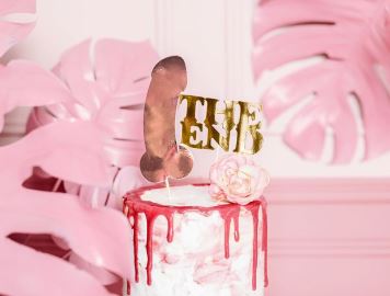 Dekorace na dort PENIS růžovozlatý - THE END zlatý - 2 ks - Rozlučka se svobodou