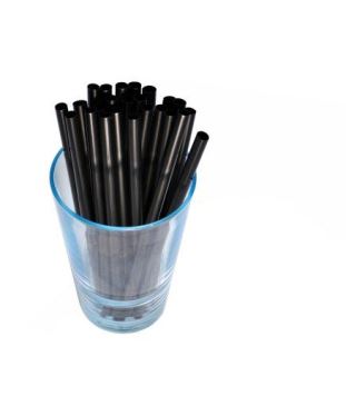 Plastová brčka - slámky - 5 x 130 mm - černé - 100 ks
