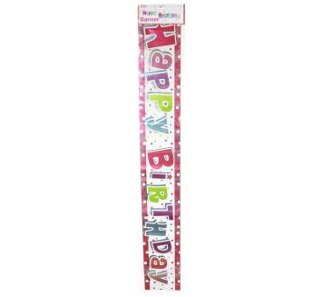 HAPPY BIRTHDAY - narozeniny - BANNER girlanda 180 cm růžová