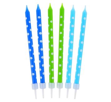 Narozeninové svíčky zeleno-modré s puntíky - 24 ks - 11,5 cm