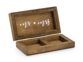 Dřevěná krabička na snubní prstýnky 10 x 5,5 cm - svatba