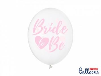 Balónky latexové s růžovým nápisem - Bride to be - Rozlučka se svobodou - 30cm - 6 ks