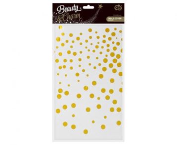 Ubrus foliový  zlaté puntíky - bílý - 137 x 183 cm