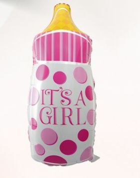 Balón foliový dětská láhev holka - holčička - Baby shower - 80 cm
