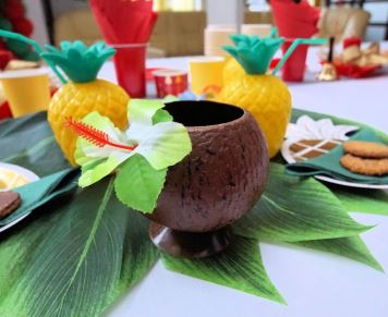 Plastový kelímek - Kokosový pohár s květinou - Havaj