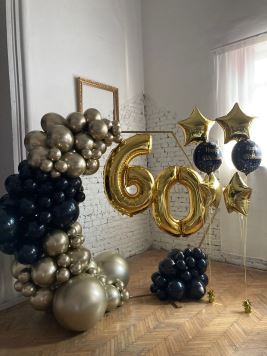 Balonková dekorace - zlatý hexagon - 2 m
