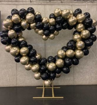 Balonková dekorace - zlaté srdce 2 m - PRONÁJEM