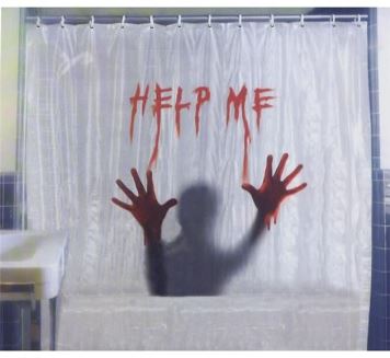 Sprchový krvavý závěs Help Me - Halloween