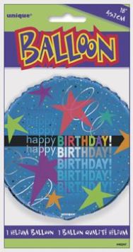 BALON FOLIOVÝ narozeniny - Happy Birthday - hvězdičky - 45 cm