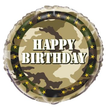 Fóliový balónek Happy Birthday - narozeniny - maskáč - ARMY - voják - 45 cm