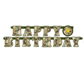 Girlanda narozeniny - Happy Birthday - maskáč - ARMY - voják - 160 cm