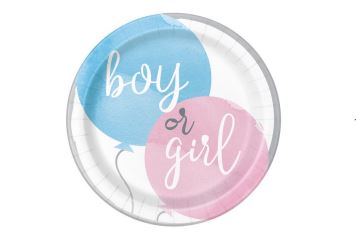 Talíře Gender Reveal - Boy or Girl - Kluk nebo Holka - 22 cm - 8 ks