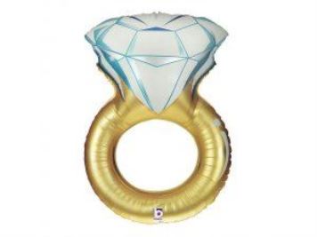Balón foliový svatební prsten - prstýnek 94 cm - rozlučka se svobodou