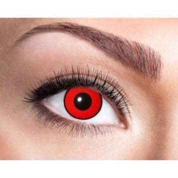 Kontaktní čočky - červené s černým proužkem  - Halloween