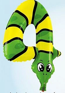 Balón foliový Had 35 cm  - číslice 4 (NELZE PLNIT HELIEM) - safari