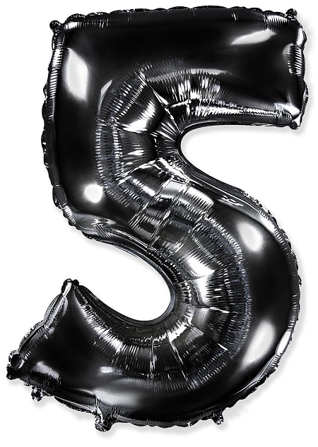 Balón foliový číslice ČERNÁ - BLACK 102 cm - 5