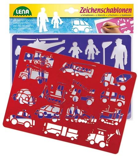 kreslící šablony (dopravní prostředky, lidi)