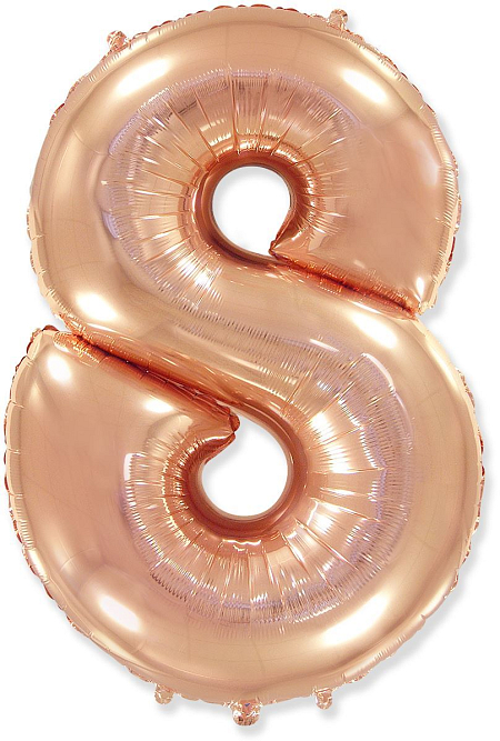 Balón foliový číslice RŮŽOVO ZLATÁ - ROSE GOLD 102 cm - 8