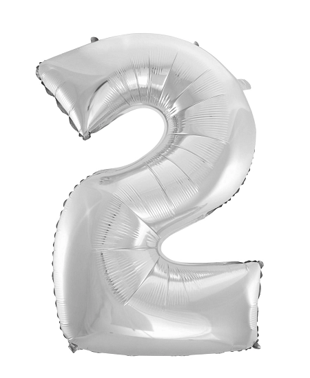 Balón foliový číslice STŘÍBRNÁ - SILVER 102 cm - 2