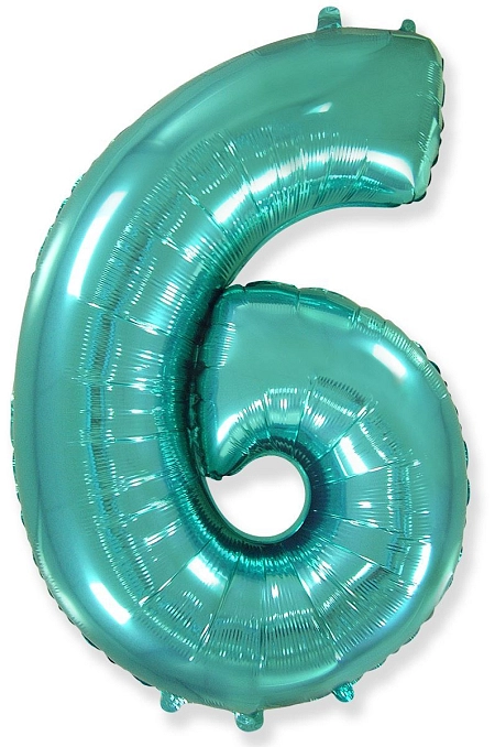 Balón foliový číslice TYRKYSOVÁ - TIFFANY 102 cm - 6