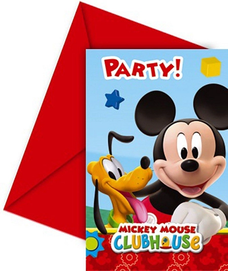 Pozvánky myšák MICKEY MOUSE - 6 ks