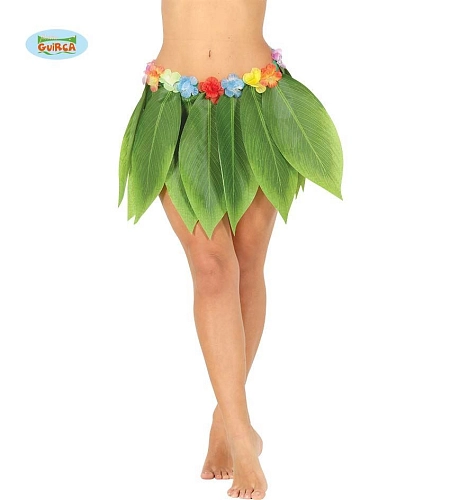 Dospělá sukně havajská - HAWAII - tropické listy - 38 cm