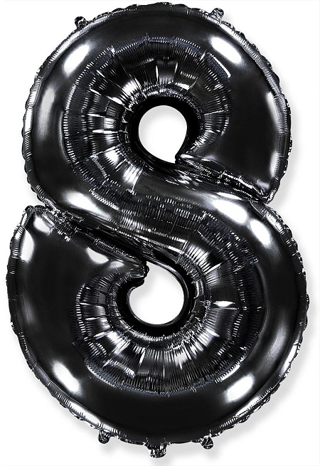 Balón foliový číslice ČERNÁ - BLACK 102 cm - 8