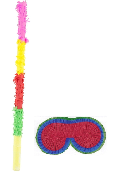 Sada - tyč na rozbíjení piňaty 59 x 2,5 cm s páskou na oči