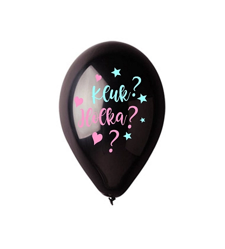 Balónek černý s českým nápisem  Kluk ? Holka ? - Gender reveal - 30 cm -1 ks