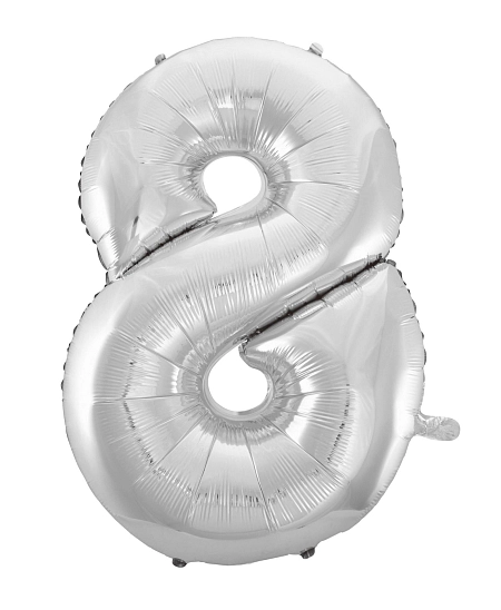 Balón foliový číslice STŘÍBRNÁ - SILVER 102 cm - 8