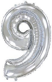 Balón foliový číslice STŘÍBRNÁ - SILVER 102 cm - 9