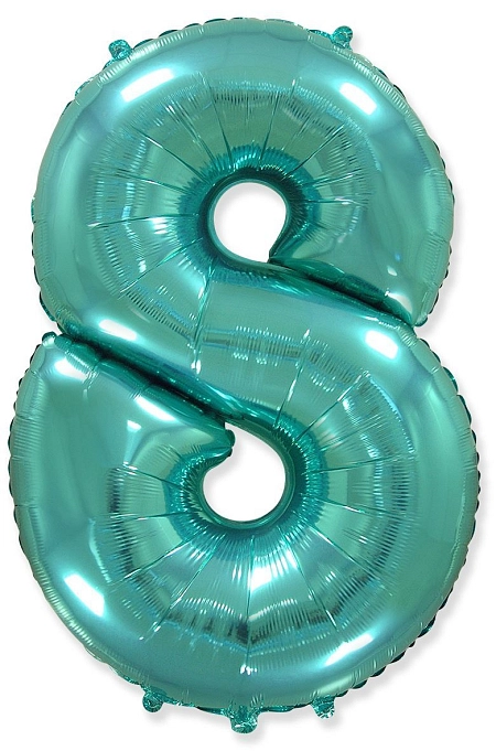 Balón foliový číslice TYRKYSOVÁ - TIFFANY 102 cm - 8