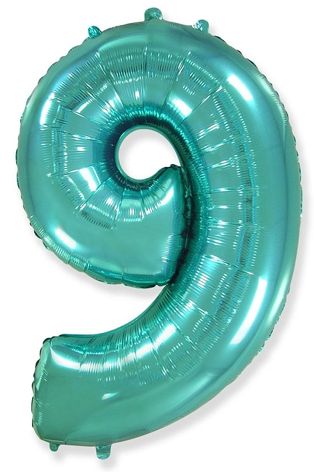 Balón foliový číslice TYRKYSOVÁ - TIFFANY 102 cm - 9