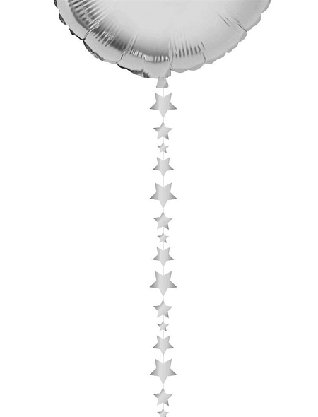 Dekorační stuha - závěs na balónky hvězdy - stříbrné - 200 cm - 1 ks