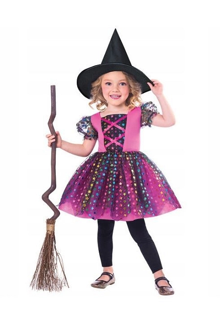 Dětský kostým čarodějnice barevný - Halloween - vel. 12-24 měsíců
