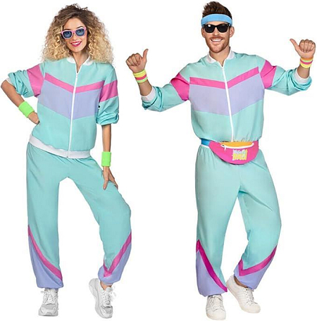 Kostým retro šusťáková souprava 80.léta - unisex - modrá - vel. XL (44-46)