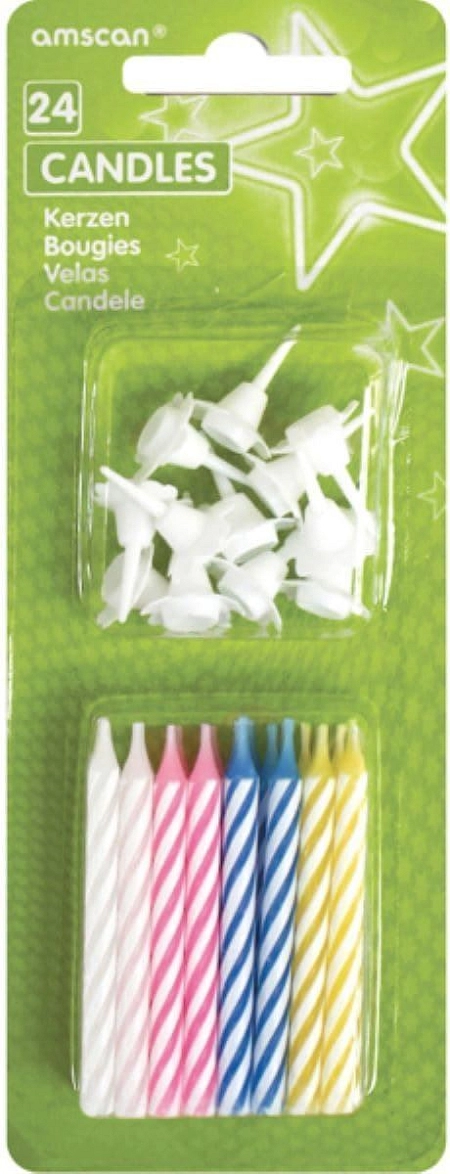 Dortové svíčky barevné - 6 cm -  24 ks