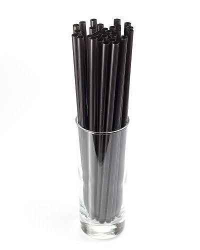Plastová brčka - slámky JUMBO černá - 8 x 255mm - 150ks (znovu použitelná)