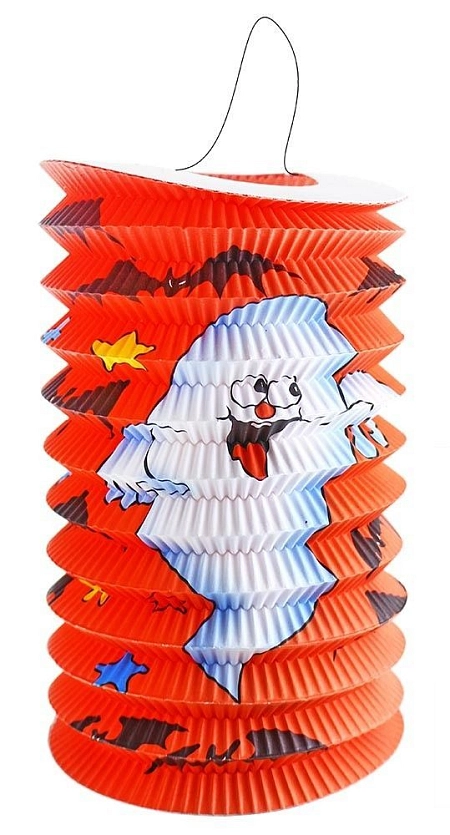 Lampion - ovál s duchem Halloween - 15 cm - Ghost