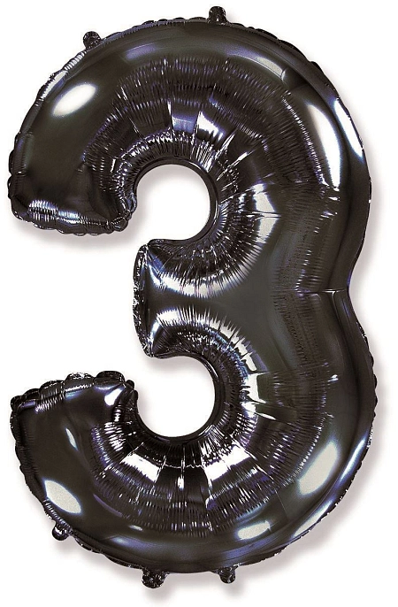 Balón foliový číslice ČERNÁ - BLACK 102 cm - 3